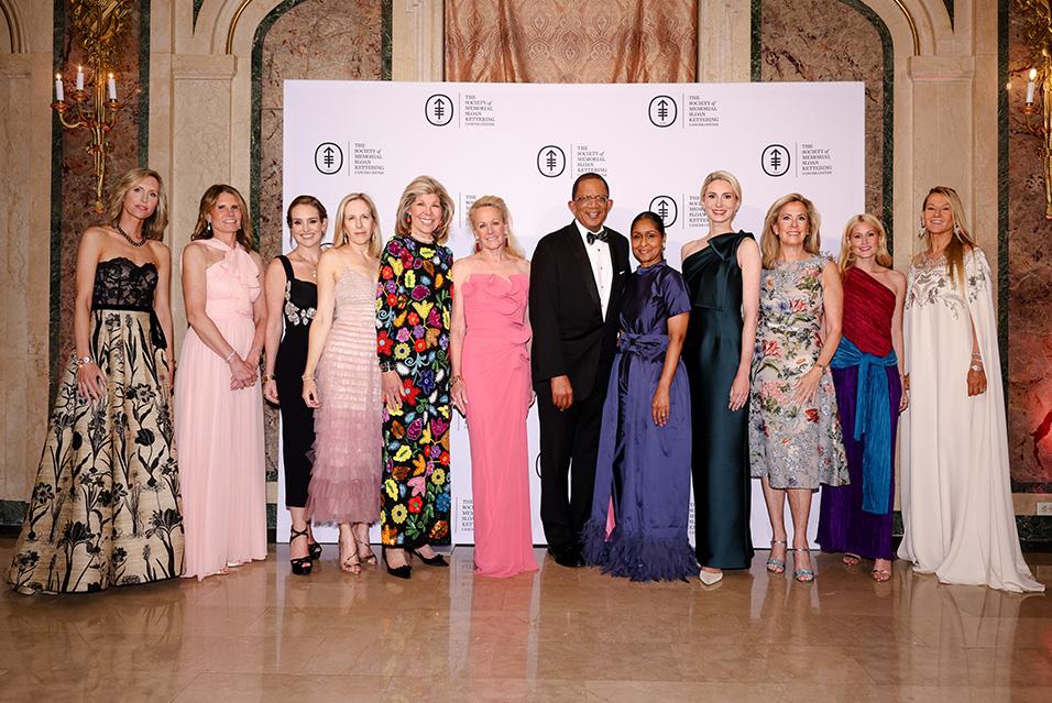 Eleven Society members stand at The Society’s elegant Spring Ball fundraiser with MSK’s President and CEO Selwyn M. Vickers, MD, FACS. 